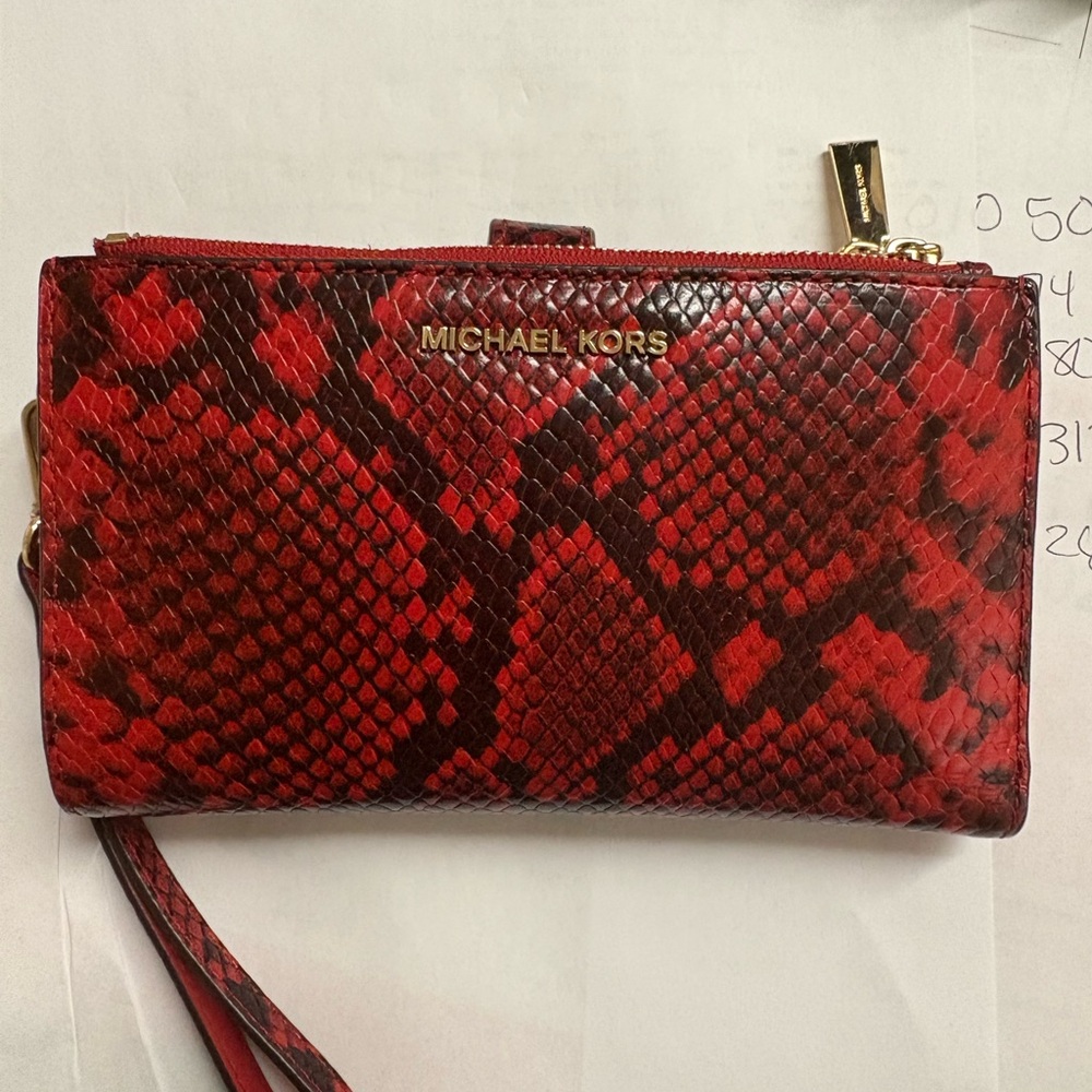Michael Kors Red Snake Print Clutch